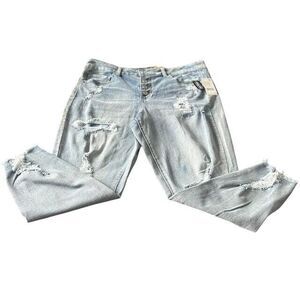 Indigo Rein Juniors Mom Fit High Rise Curvy Crops Jeans Distressed Repre…